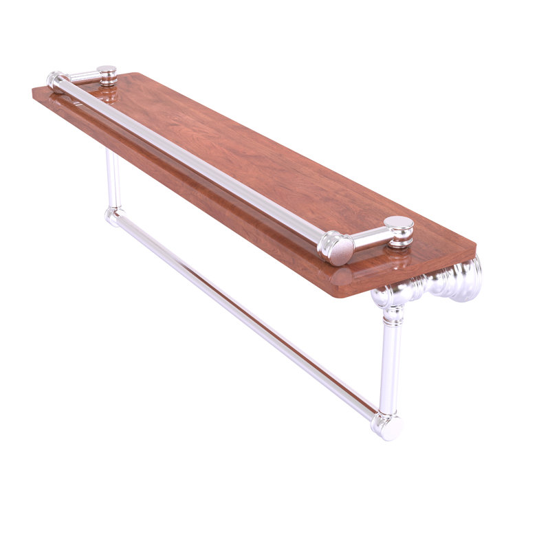 Tablette en bois massif Freyja, H 5,54 po x l 22 po x P 7,4 po, Chrome satiné