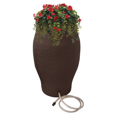 EMSCO Group Weather Resistant Plastic Rain Barrel and Hose with Diverter Kit