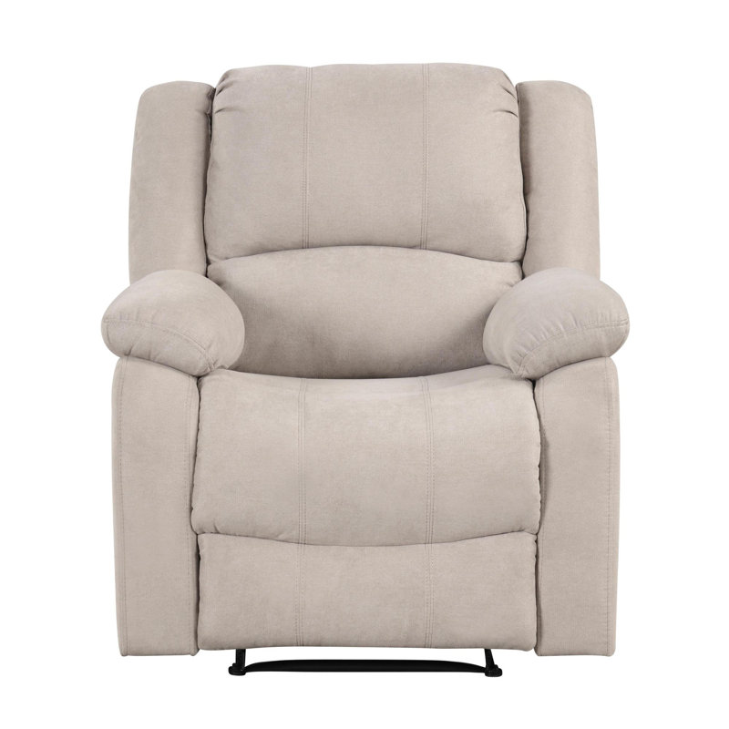 Izak 35" Transitional Glider Chenille Fabric Reclining Chair with Gentle Gliding Motion & Tab Pull Recline, Oatmeal Chenille