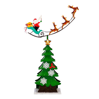 Santa Delivery Metal Garden Statue, 25.5"H