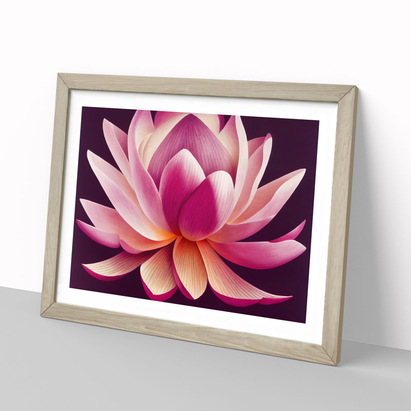 Beguiling Lotus Flower - Single Picture Frame Print, 34cm H x 46cm W x 2cm D, Oak Frame