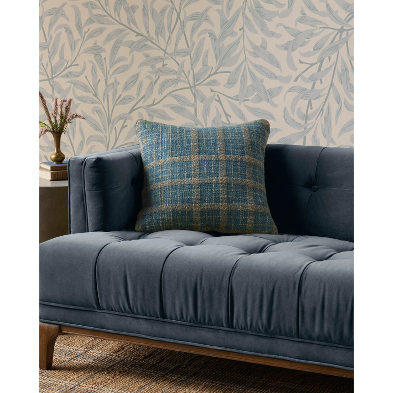 Teal and Tan Plaid 18" x 18" Cotton Pillow Cover