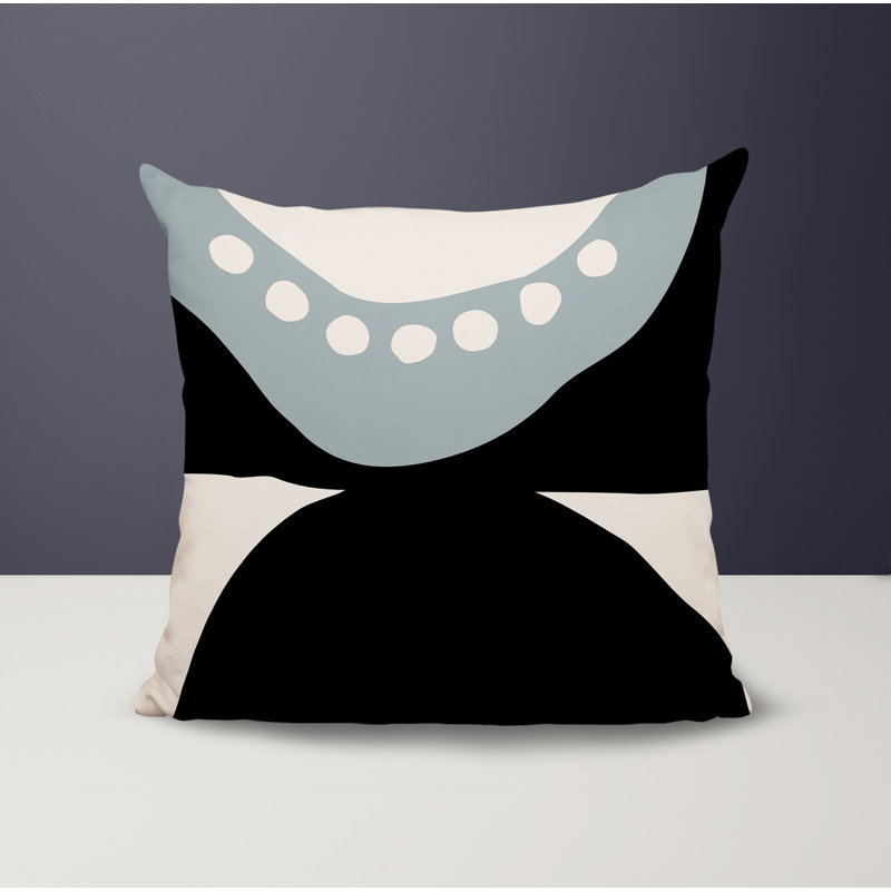 Oreiller carré réversible intérieur / extérieur Tobe Minimalist, H 15 po x l 15 po, Gris / noir / blanc cassé