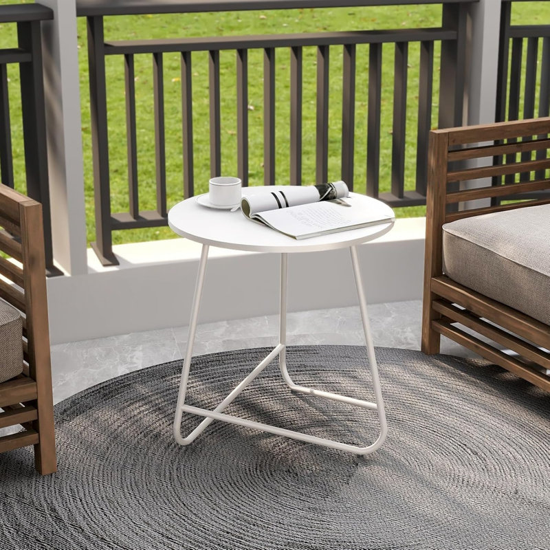 Table d'appoint ronde 17,7 po Katwa, Blanc
