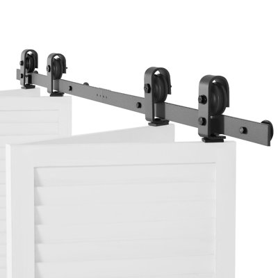 Bi-Fold Door Hardware Kit, 60", Carbon Steel, Black, 330 LBS Weight Capacity
