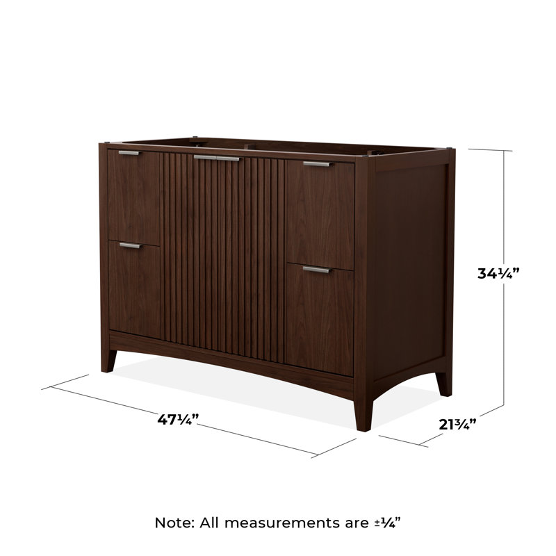 Palmilla 47.25" Freestanding Single Bathroom Vanity Base Only, Brushed Nickel, Brown