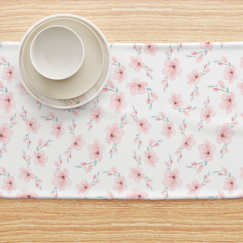 Rectangular Floral Cotton Twill Table Runner
