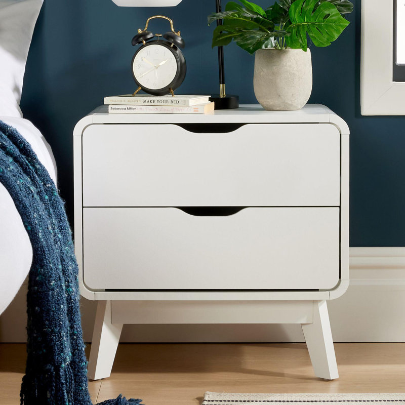 Mosra 2 Drawer Bedside Table Storage Unit, White