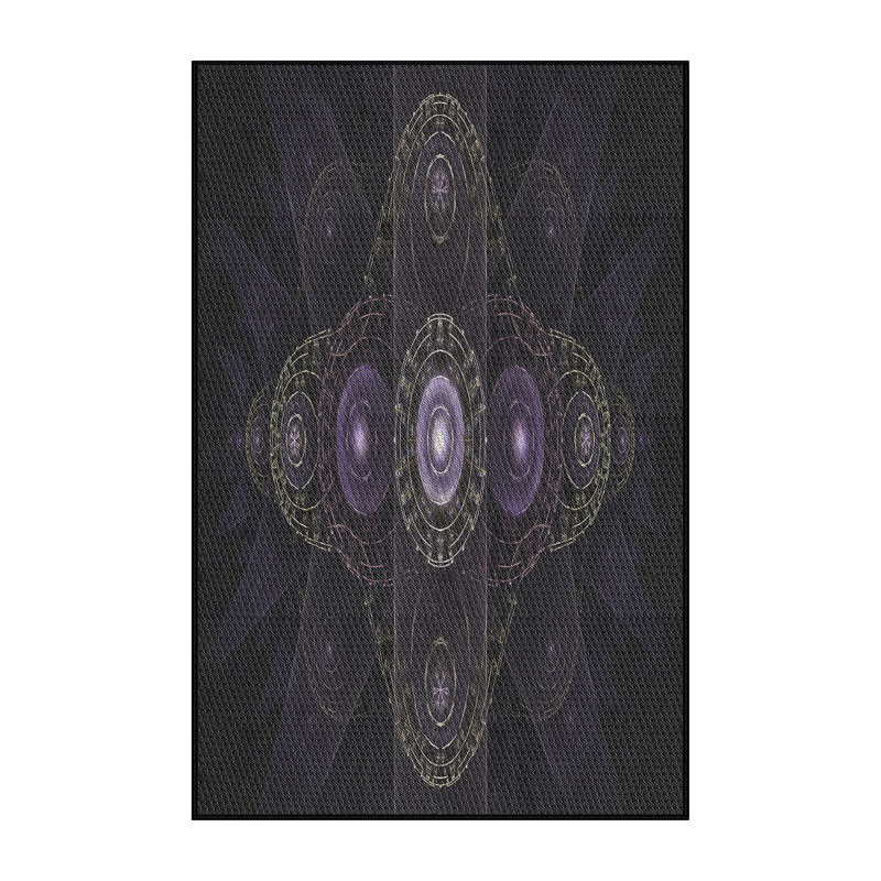 Tapis mauve/noir tissé à la machine, Rectangle 8 pi x 10 pi