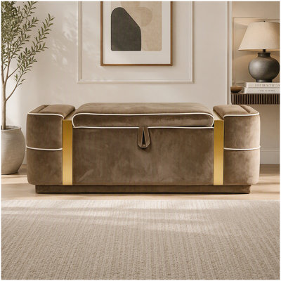 Velvet Upholstered Bench with Flip Top