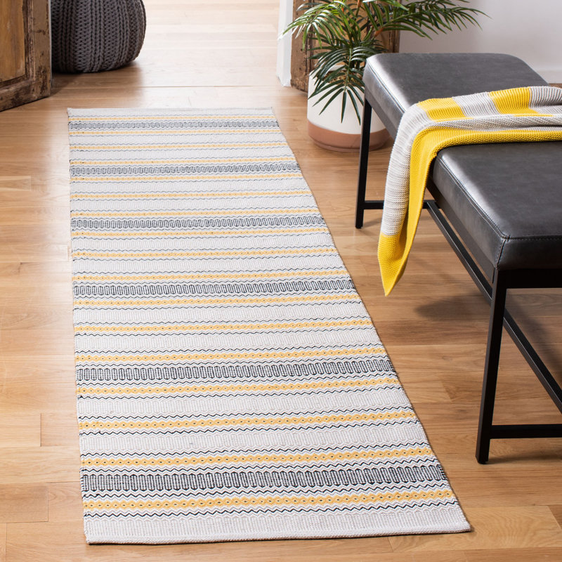 Tapis rayé en coton tissé à la main Montauk, Tapis de couloir 2 pi 3 po x 8 pi