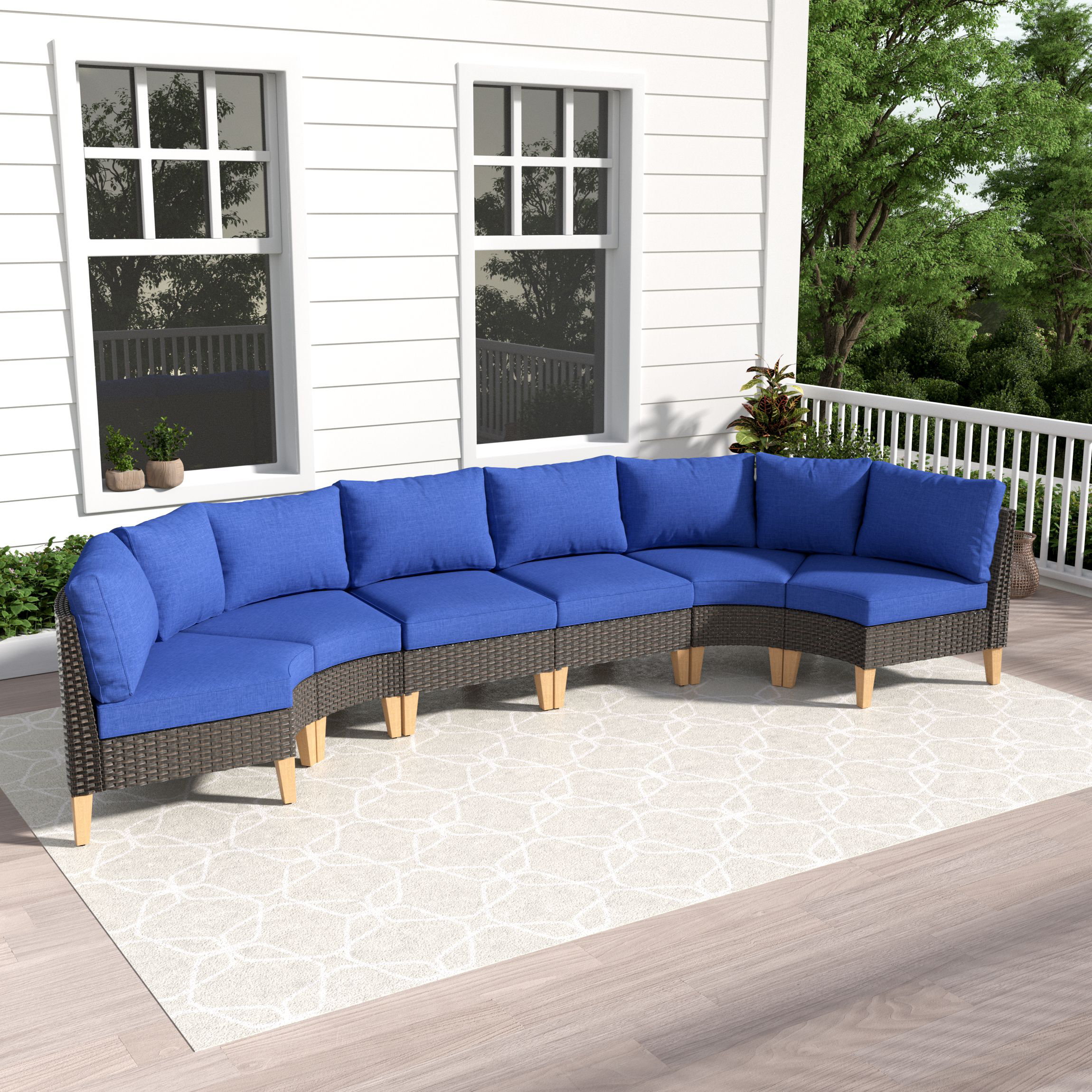 Latitude Run® Biance 160'' Wide Outdoor Curved Patio Sectional Set with ...