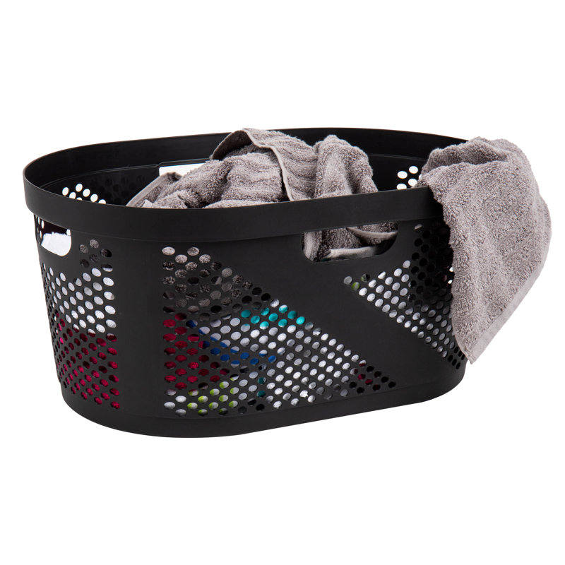  40L Laundry Basket, Clothes Hamper, Ventilated, Plastic, 23"L x 14.5"W x 10.5"H, 2 Pack, Black