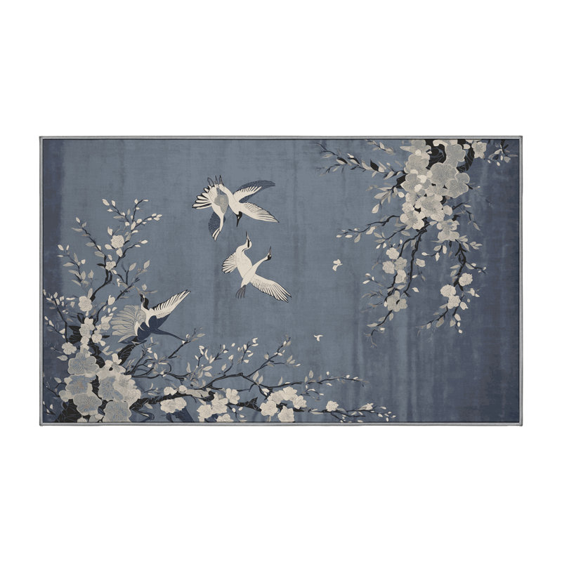 Machine Washable Gray Area Rug, Rectangle 3' x 5'