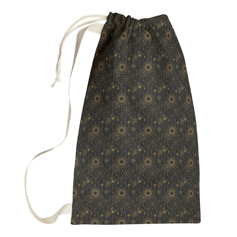 Sac à linge astrologie, Grand (H 76,5 po x l 29,5 po x P 1,5 po), Noir / or