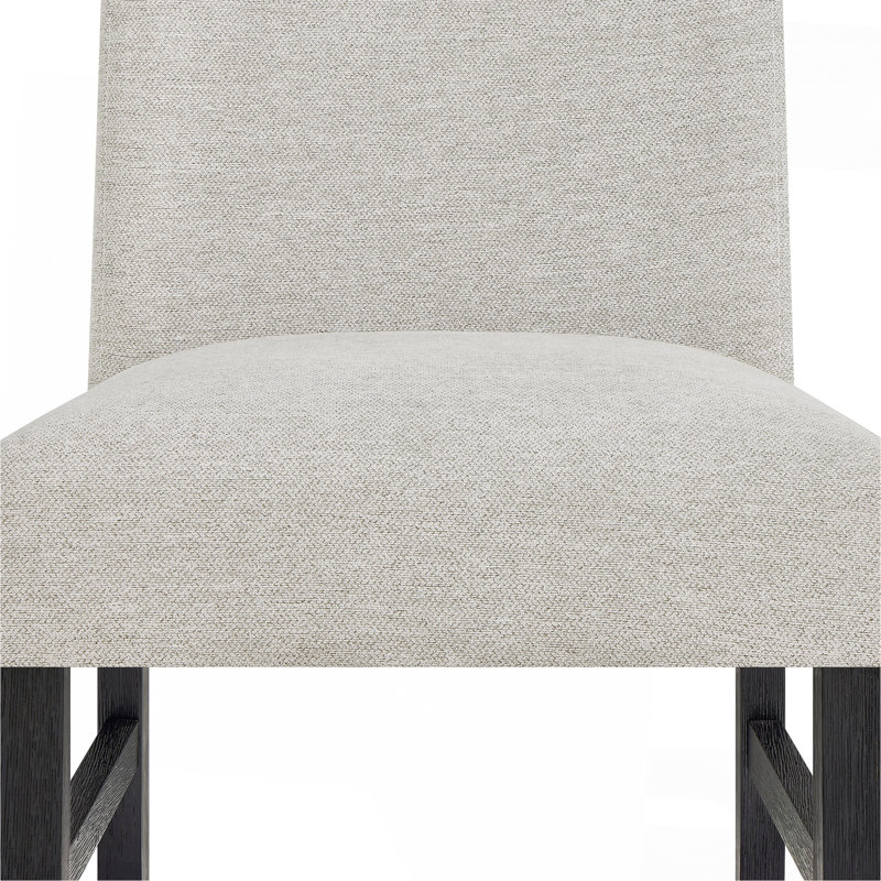 Ensemble de salle à manger de style contemporain avec table rectangulaire en faux marbre et chaises rembourrées à dossier complet en bois gris clair