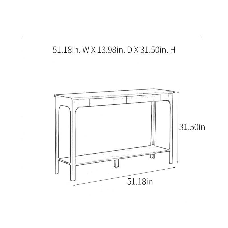Console Modern Minimalist, H 31,5 po x l 51,18 po x P 13,98 po, Brun