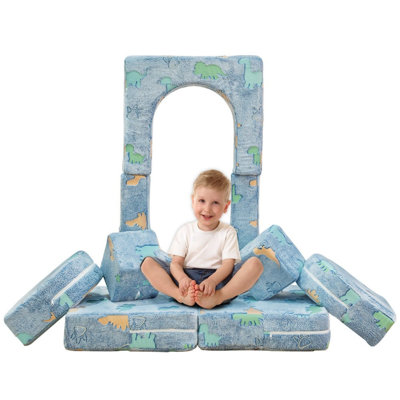 Modular Kids Sofa Couch, Modular Toddler Glow Sofa, Fold Out Play Couch For Kid With 2 Seats, Convertible Baby Couch Kids Furniture, Kids Couch 2 In 1 Child Foam Blocks Play Couches For Playroom