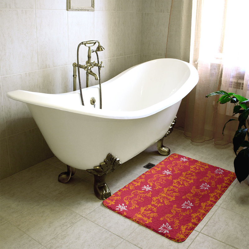 Tapis pour salle de bain Tampa Bay Football Baroque, l 17 po x L 24 po, Orange; rouge; blanc