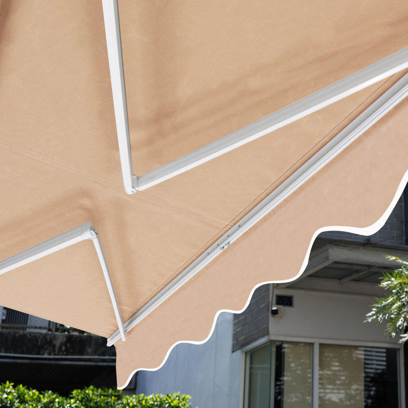 141.7'' W Fabric Cover Retractable Slope Patio Awning in Beige
