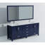 Meuble-lavabo double 84 po x 22 po bleu marine, comptoir et robinet en marbre de culture, miroir 34 po, teinture pour la salle de bain et fabuleux-1449787380