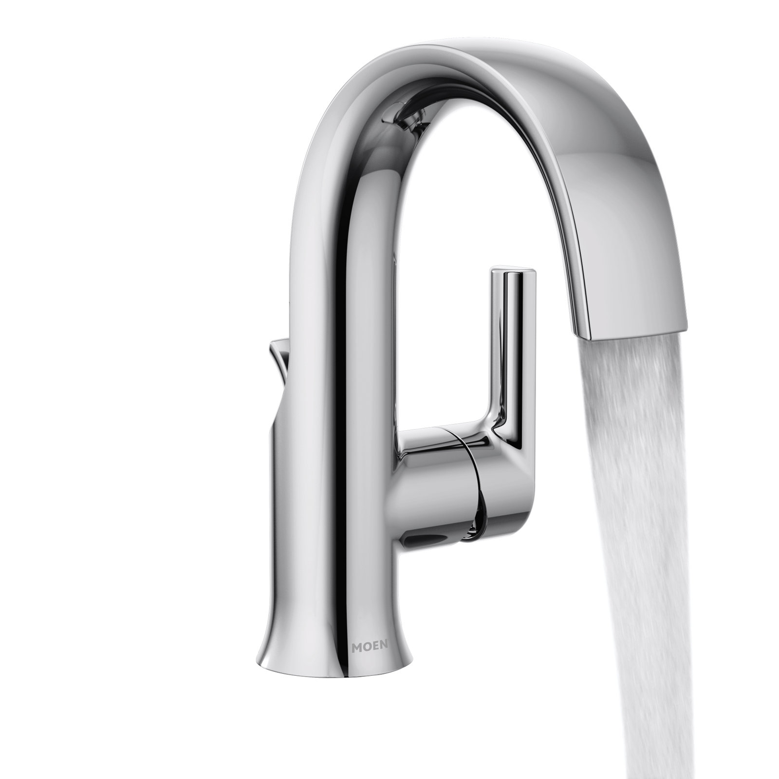 Doux Single-Hole Bathroom Faucet with Drain, Chrome