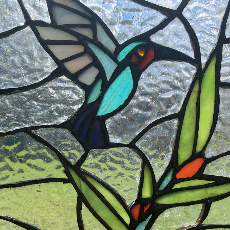 Panneau de vitrail 10 "H Happy Hummingbird