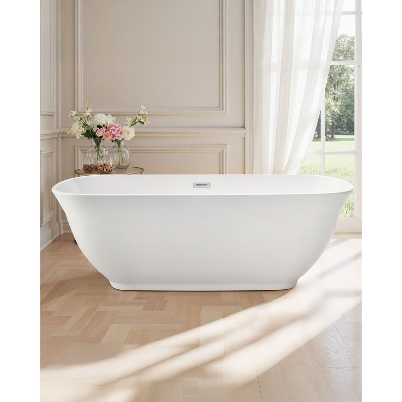 170.2mm x 74.9mm Freestanding Soaking Acrylic Bathtub