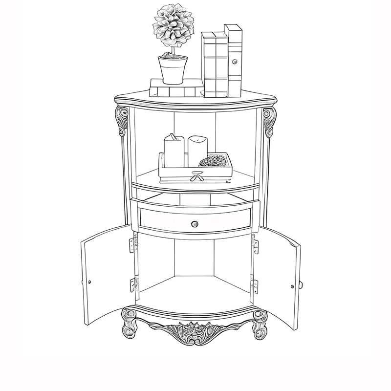American style multi-functional corner cabinet