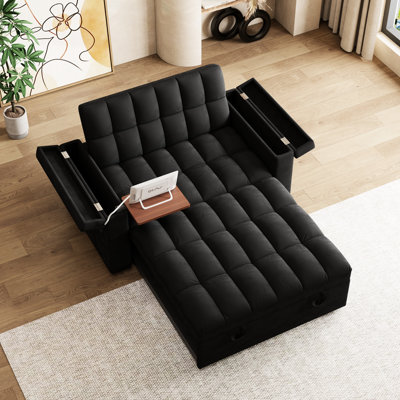 Lit contemporain en velours avec bureau d'ordinateur et port, convient aux oreillers moelleux pliables de 65 pouces, facile à nettoyer
