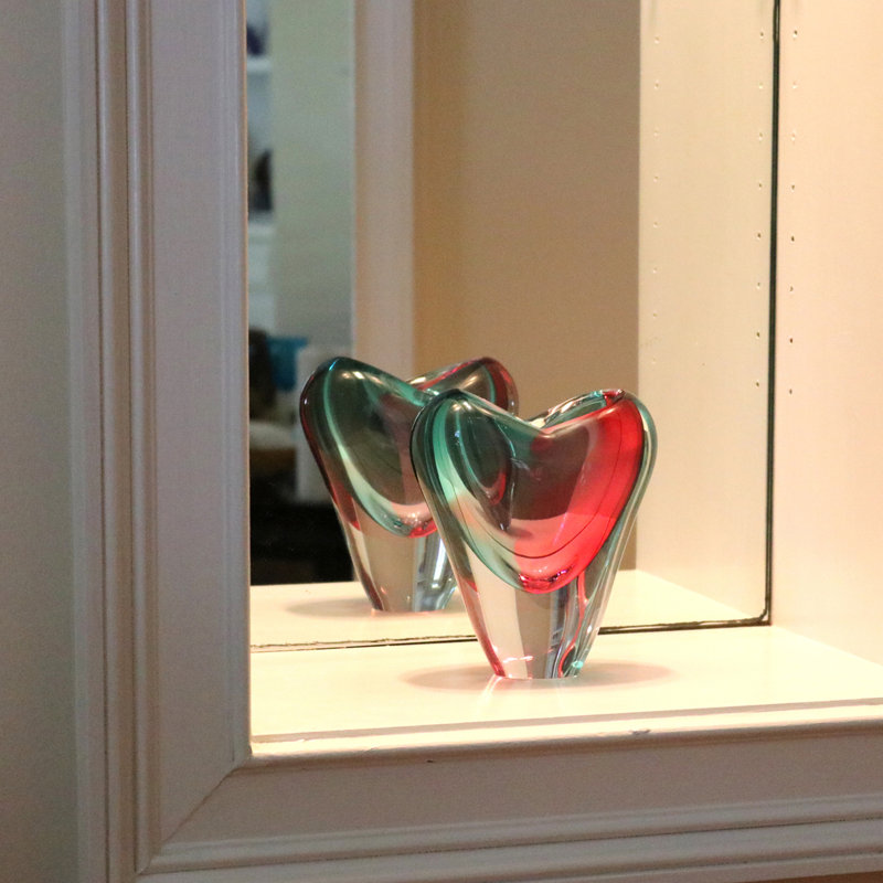 Murano Glass Design Cuore Crystal Vase, Topaz/Amethyst