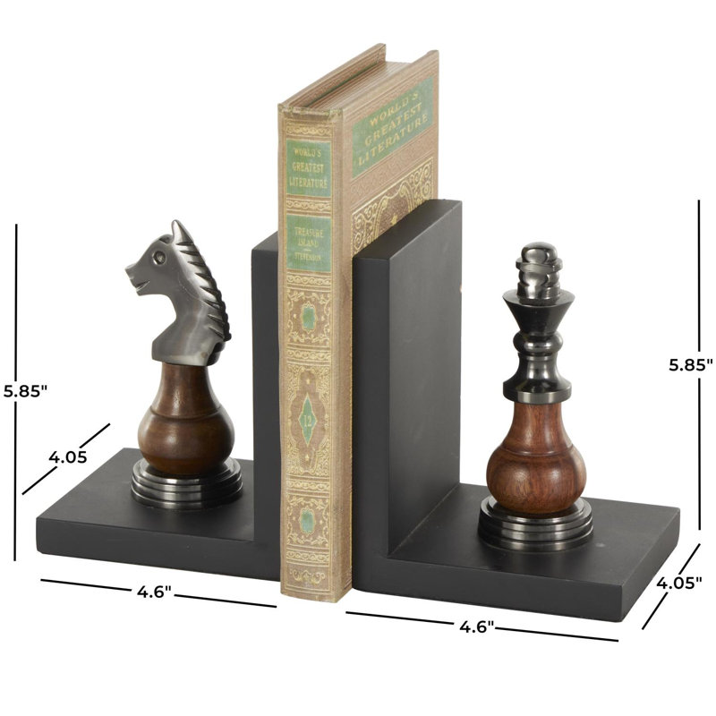 Serre-livres en métal et aluminium Cole, 4.05L x 4.6W x 5.85H