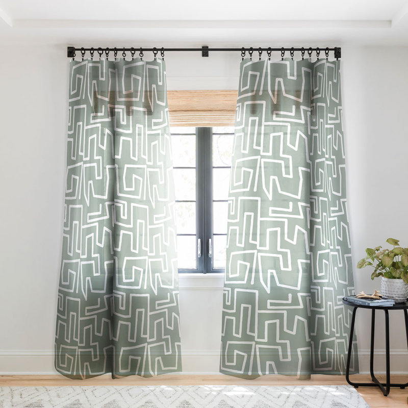 Mirimo Labyrinth Light Sage 1pc Sheer Window Curtain Panel, 50" W x 108" L