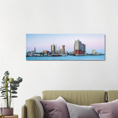 View Of The Elbphilharmonie Concert Hall In The Hafencity Quarter Of Hamburg, Germany by Jan Becke - Wrapped Canvas Panoramic Print