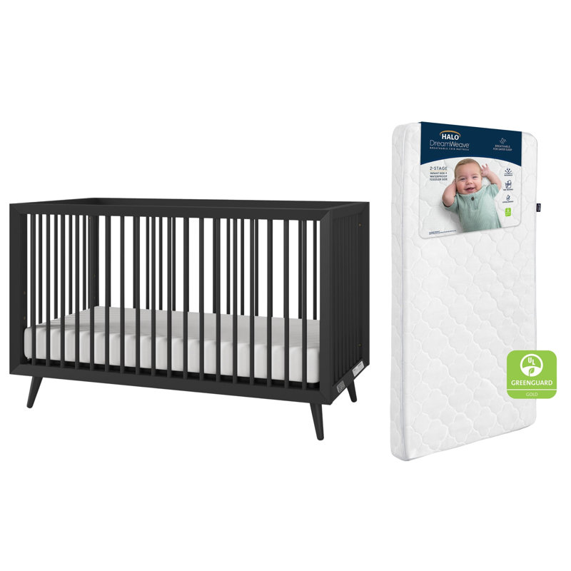Ensemble de lit de bébé convertible 4-en-1 Child Craft en ébène avec matelas HALO DreamWeave
