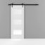 Porte de grange blanche en verre givré Sete avec trousse de quincaillerie d'installation-58144615-58144611