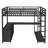 Metal Loft Bed with Wardrobe and L-shaped Desk, Loft Bed with Storage Cubes and Shelves, Loft Bed for Kids Teens Adults, Black-744891384