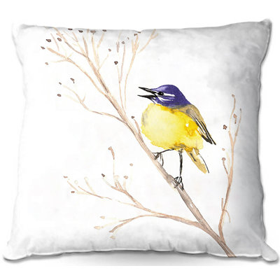 Coussin décoratif carré oiseau de la bergeronnette