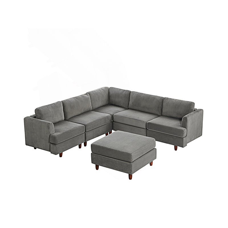 Canapé modulaire moderne, canapé-lit 6 places, Gris
