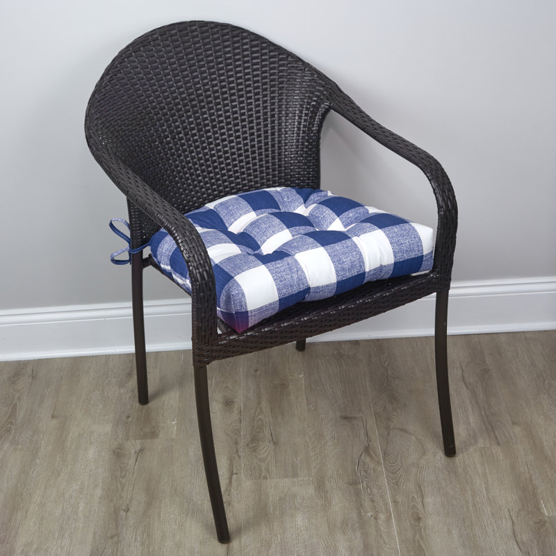 Navy Polyester Indoor/Outdoor Chair Cushions Set of 2