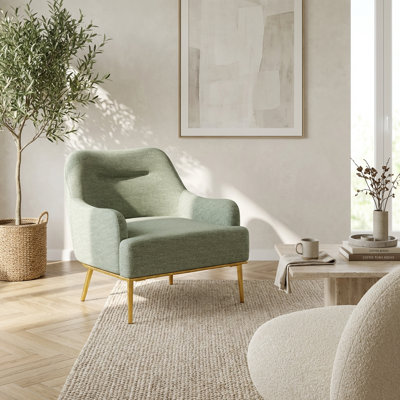 Chaise d'appoint moderne avec dossier incurvé et pieds en métal, fauteuil rembourré