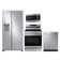 4 Piece Stainless Steel Kitchen Package with Side-by-Side Refrigerator, Freestanding Electric Range, Over-the-Range Microwave and Dishwasher