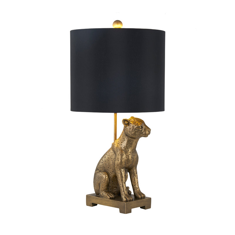 23" Resin Leopard Table Lamp With Shade, Brown, Black