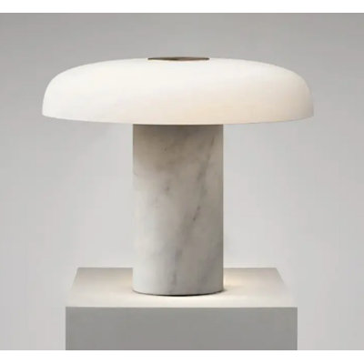 Mushroom Table Lamp With Marble Base & Frosted Glass Shade, Soft Warm Light