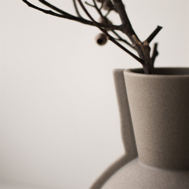 Earthenware Table Vase, Taupe