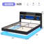 Floating Bed Frame Queen with Storage Headboard, Platform Bed Queen Size with Storage & LED Lights,Metal Floating Queen Bed Frame, No Box Spring Needed, Noise-Free, Easy Assembly, PU Black-728582625
