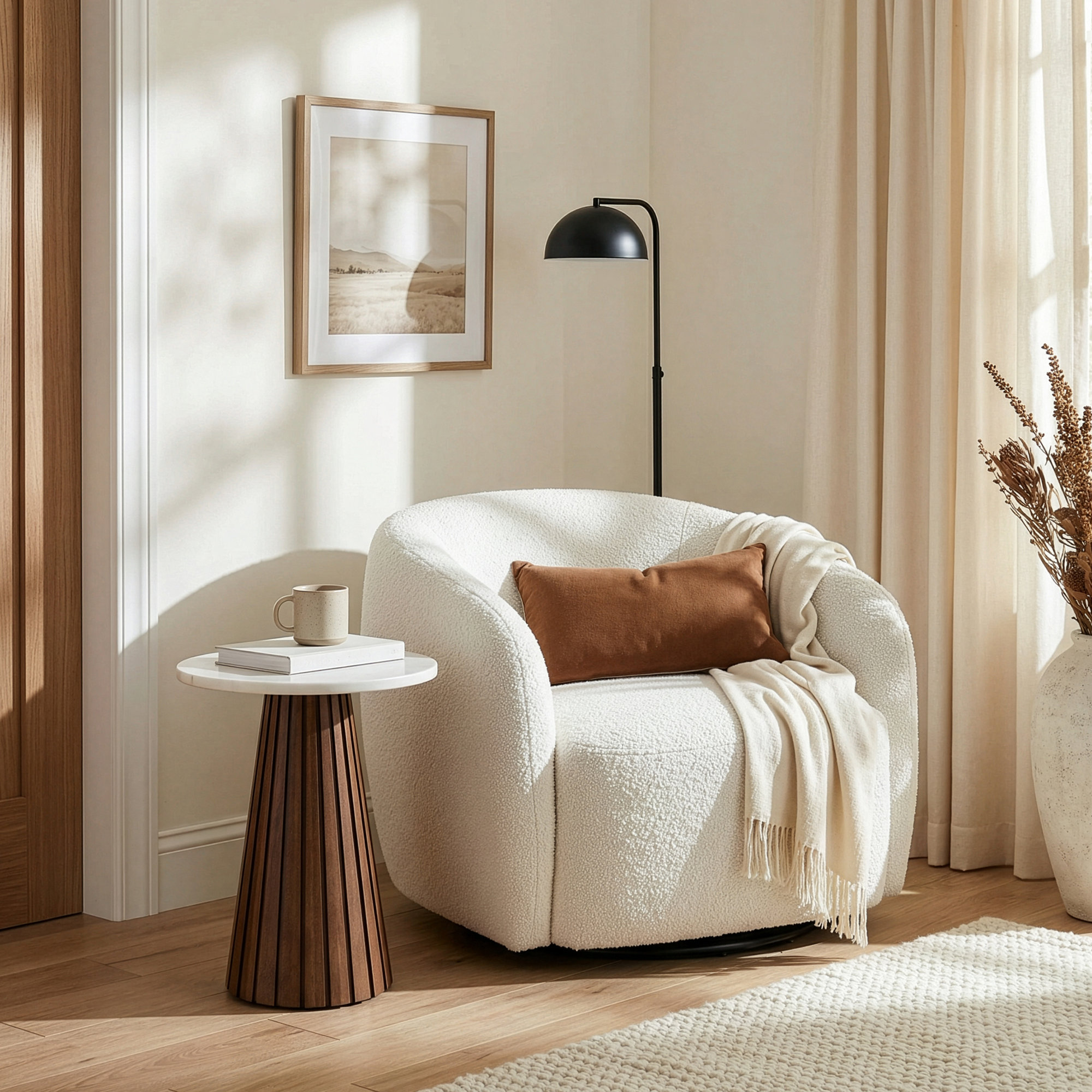Soria Marble and Wood End Table
