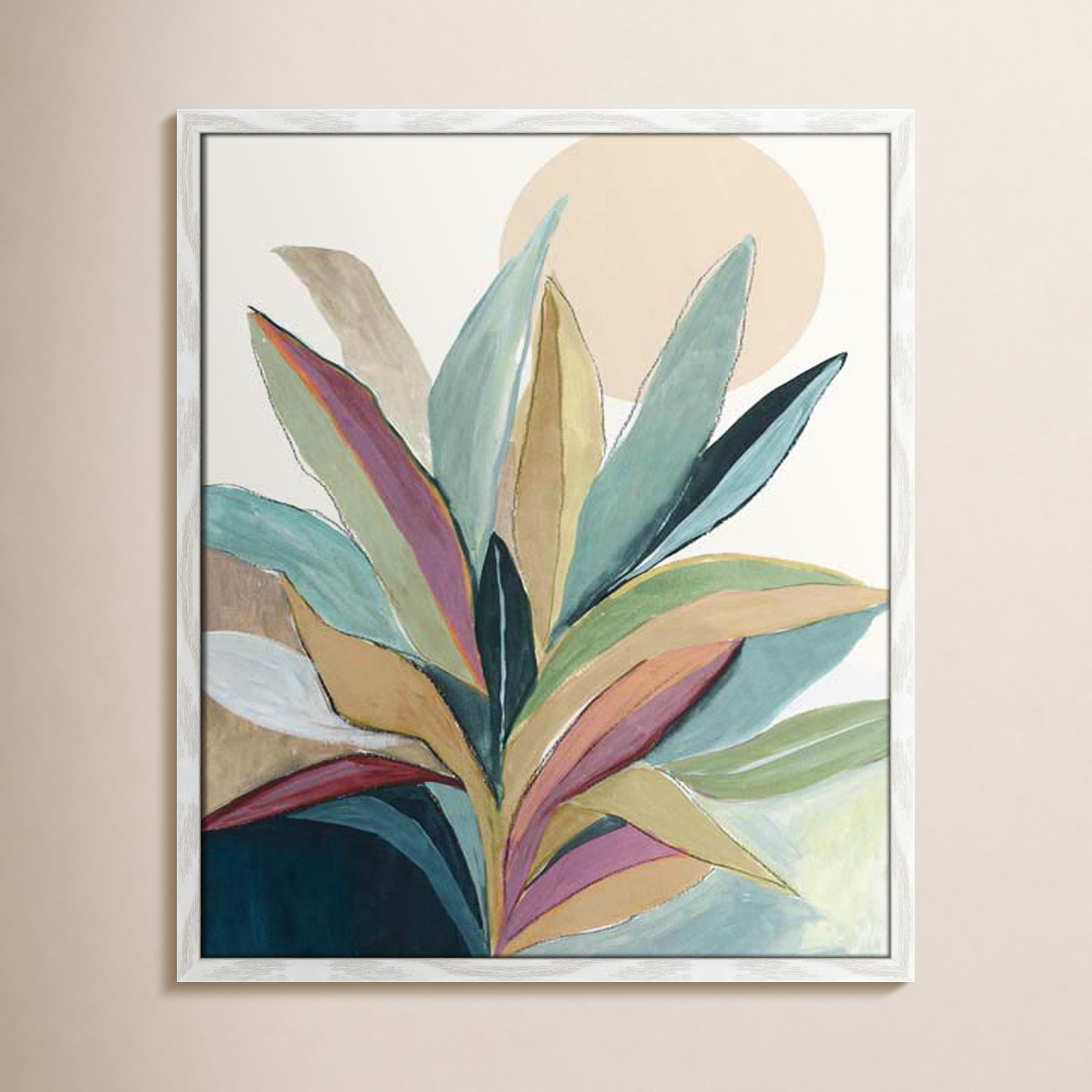 Sunny Bright Leaves I Print by Asia Jensen, 25.5" H x 21.5" W x 0.75" D, White Slim Unmatted Picture Framed