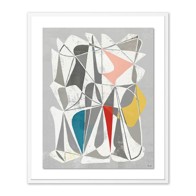 Vedene Print by Bangbouh Studio, 40" H x 33" W x 2.5" D, White, Light Gray/Red/White/Gold/Blue