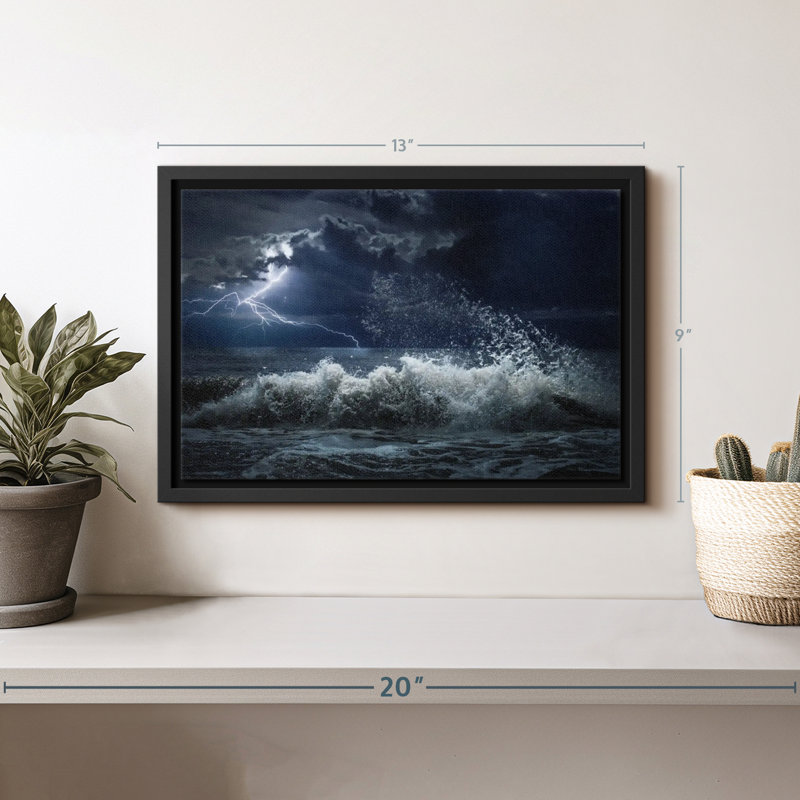 Plage «Seascape Lightning Storm Wall Art», H 9 po x l 13 po